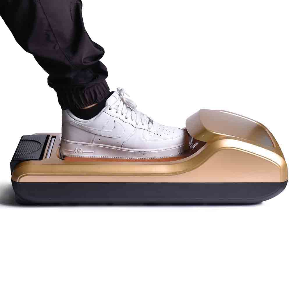 A.M.C. Amc Dispenser copriscarpe professionale Elegance, distributore automatico pellicola monouso 600 strappi, Oro