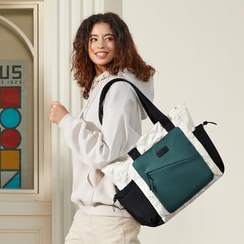 Image of LOVEVOOK Tote Bag for Women, puffer tote bag for Work Travel Nurse, Lightweight quilted Bags with Compartments