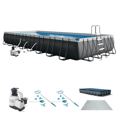 INTEX 26373EH Ultra XTR 32ft x 16ft x 52in Above Ground Swimming Pool Set with Sand Filter Pump and Deluxe Maintenance Cleaning Kit (2-Pack)