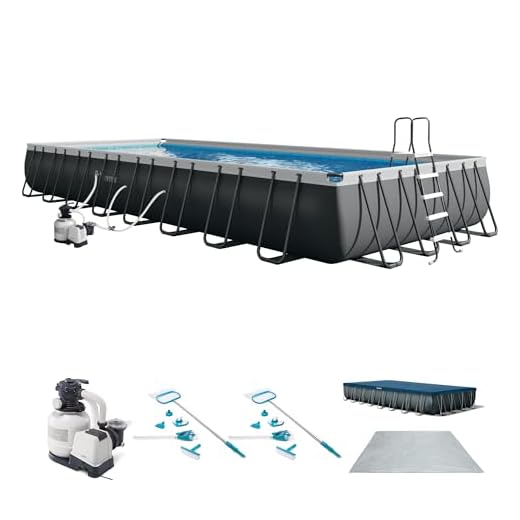 Intex 32ft x 16ft x 52in Rectangular Ultra XTR Above Ground Pool Set with Cleaning and Maintenance Kit (2 Pack)