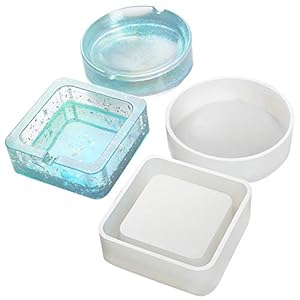 Vientiane Silicone vormen van hars, 2 stuks, hars gietvormen in asbak-stijl, DIY epoxyhars-vormen, vierkante en ronde…