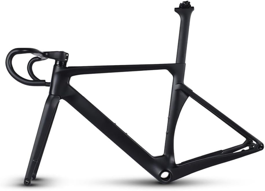 TUJISEK Carbon Fiber 700C Road Bikes Frame 45/48/51/54CM Frameset with Fork + Seatposts + Integrated Handlebar Disc Brake Thru Axle 12 * 142mm Frame Routing Internal