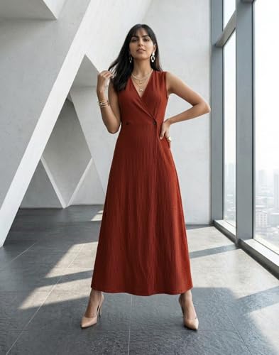 Image of Selvia Textured Lycra A-Line Dress for Women, One Piece Western Dress for Women