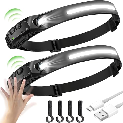 SerDa-Run 2PCS LED Head Torch, USB Headlamp 350 Lumens COB LED Headlight 80g Motion Sensor Headtorch with IPX4 Waterproof for Kids Adults, Running, Camping, Hiking, Fishing, Hunting, Climbing SerDa-Run 2PCS LED Head Torch, USB Headlamp 350 Lumens COB LED Headlight 80g Motion Sensor Headtorch with IPX4 Waterproof for Kids Adults, Running, Camping, Hiking, Fishing, Hunting, Climbing