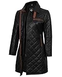 Decrum Café Racer Leather Jacket - Women Motorcycle Jacket | [1330953] Glen Quilted Black, M