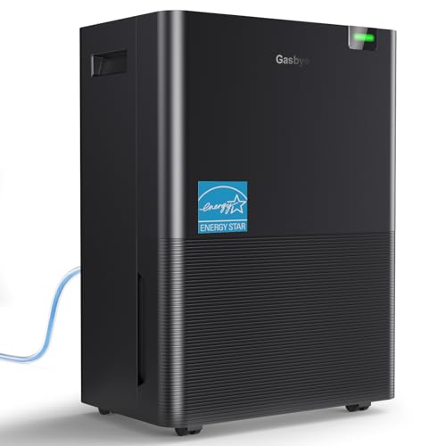 Gasbye 4500 Sq.Ft. 2025 Energy Star Dehumidifier for Basement with Drain Hose, Max 75 Pints/D Dehumidifier for Large Room, [43dB Quiet Compressor], Easy Drainage, Auto-restart, Black