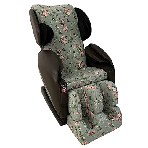 MERAXI Housse de Chaise de Massage Shiatsu pour Tout Le Corps Florale, Tissu Extensible pour Chaise inclinable Simple à gravité zéro, Housse de Protection pour Chaise de Massage Facile à Laver,A+E