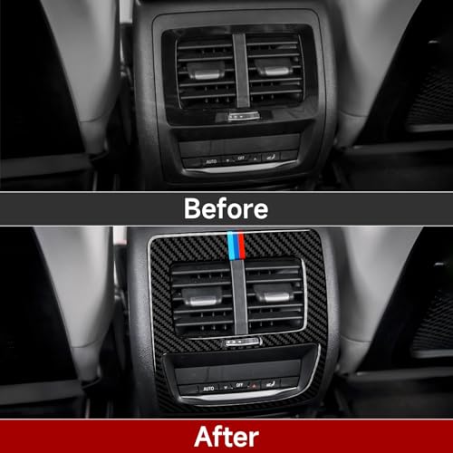 Image of Car Decal Rear Row AC Cover Trim Carbon Fiber Sticker fits for BMW X3 G01 2018 2019 2020 2021 2022 2023 2024 Accessories