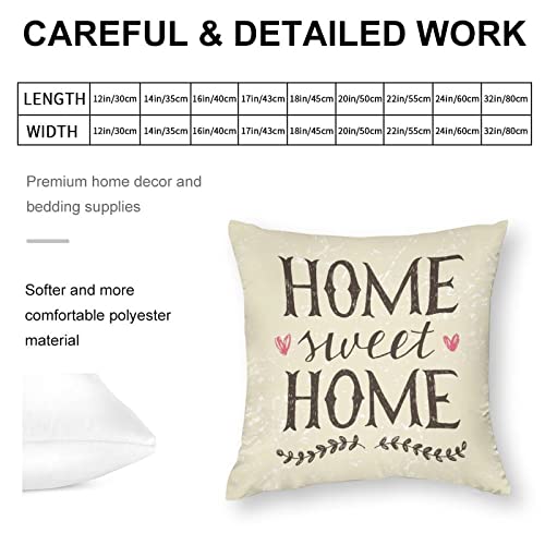Home Sweet Home Pillow Covers 18X18 Inch Vintage Beige Colors Sweet Home Throw Pillowcase For Home Decor #TOP1