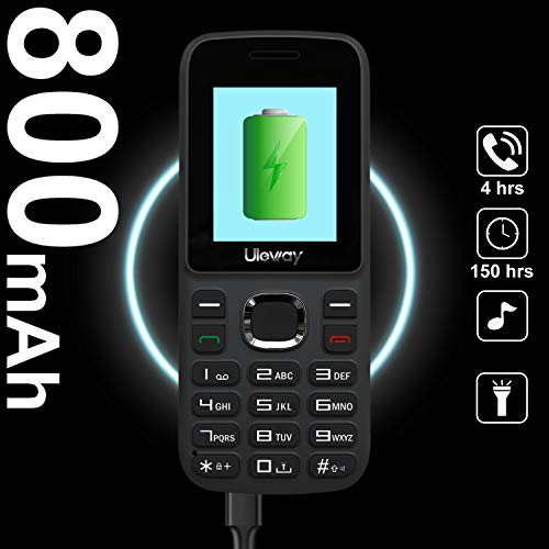 Uleway Basic Cell Phone Unlocked 3G Big Icon Easy to Use Feature Phone with LED Torch ATT Unlocked Cell Phones for Kids, Seniors (H20 /Pure Talk/Cricket) (Black) - Thumbnail 6