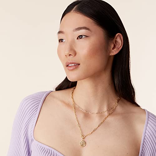PAVOI 14K Gold Plated Layering Necklaces | Stylish Minimalist Design Pendant Necklaces | Bar, Circle, Lotus, Disc, Dog Tag, Horizontal Bar Pendants for Women4