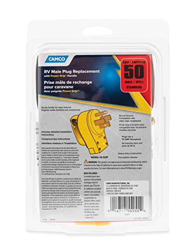 Image of Camco Mfg Inc 55255 50amp Pwrgrip Rplcmnt Plug (Pack of 6)
