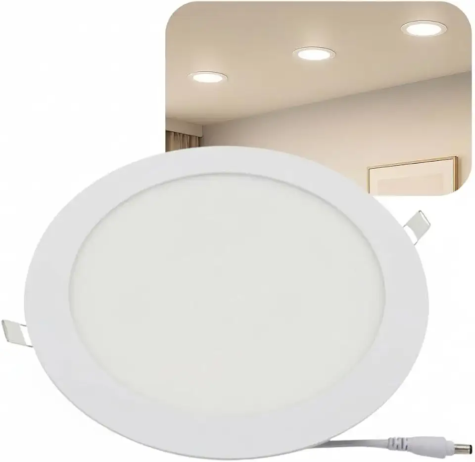 Painel Plafon LED de Embutir 18W Redondo 22x22cm Slim, 6500K, Estrutura Metálica – Luz Branca Fria Premium