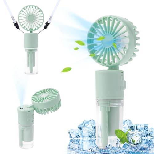 Portable Hand Fan with Water Mist Spray, 2000mAh USB Rechargeable Personal Handheld Misting Fan, 4 Speed Battery Powered Cooling silent Mini Fan for Office Outdoor Trip Travel Park Beach Camping