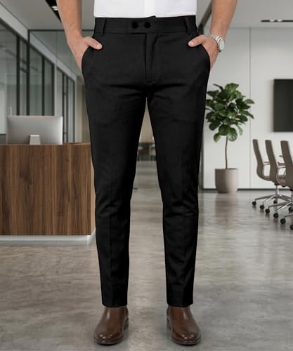 Image of Mehrang Men's Stretchable Stretchable Formal Pant Trousers | Stylish Slim Fit Men's Wear Trousers for Office or Party | Polycotton Knitted Fabric