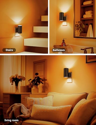 Image of Amber Night Lights Plug into Wall, Dimmable Night Light Plug in, Modern Night Lights Auto On /Off, Amber Night Light 2000K, 0-100LM Adjustable Brightness Nightlight for Hallway Bedroom, 2 Pack