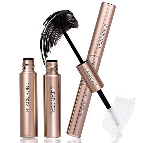 Image of Lash Bond and Seal Lash Glue Waterproof LAUBESS 2-IN-1 Cluster Lash Glue for Eyelash Clusters 72H 10ml (Black /Clear)