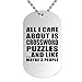 All I Care About Is Crossword Puzzles - Military Dog Tag Militär Hundemarke Silber Silberkette ID-Anhänger - Geschenk zum Geburtstag Jahrestag Muttertag Vatertag Ostern