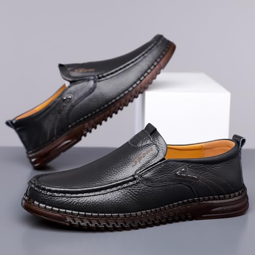 Mens Handmade Leather Slip On Loafers Casual Lightweight Soft Non Slip Walking Shoes for Driving Daily Work Office Slip On Dress Shoes for Men Cream Black Brown3