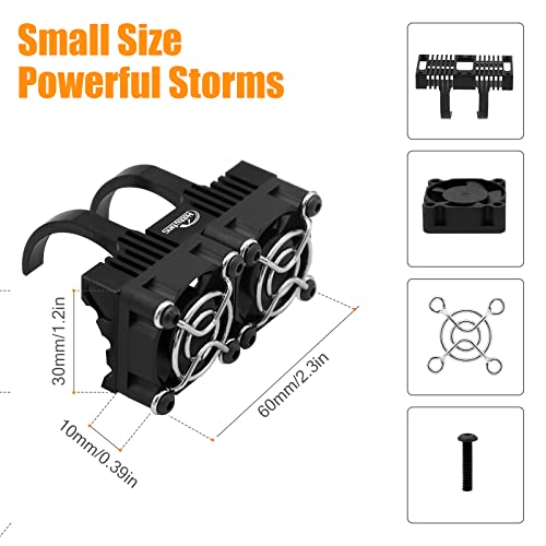 Hobby Fans Rc Motor Heatsink With Double Cooling Fans 27000Rpm Aluminum Heat Sink Fit 550 3650 F540 Size Brushless Motor Engine Motor Heatsink For 1/8 1/10 Rc Car Truck Buggy Crawler #TOP1