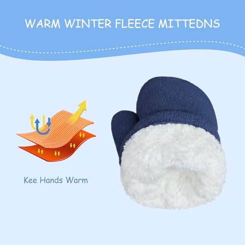 Image of Toddler Warm Mittens Baby Boys Winter Gloves 2 Pairs Winter Sherpa Fleece Lined Mittens for Girls
