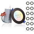 TORCHSTAR 12-Pack 4 Inch 5CCT Ultra-Thin LED Recessed Ceiling Light with J-Box, 2700K/3000K/3500K/4000K/5000K Selectable, ETL Listed, Dimmable Canless Downlight Slim, 9W, Oil Rubbed Bronze