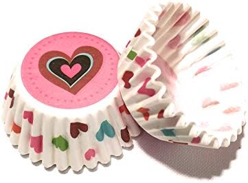 Zmum Party Paper Baking Cases for Cupcakes, Mini Size, Pack of 100 Multi Colour Hearts