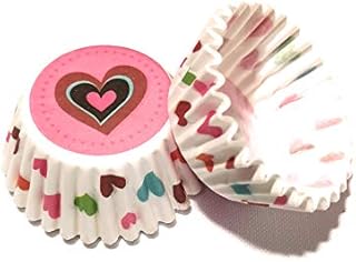 Zmum Party Paper Baking Cases for Cupcakes, Mini Size, Pack of 100 Multi Colour Hearts