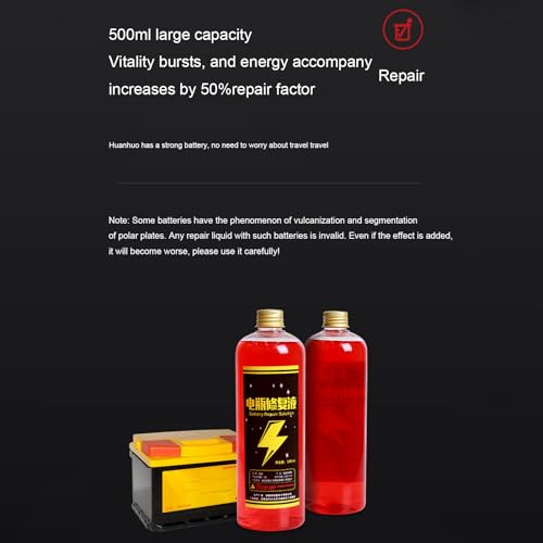 Battery Repair Solution - Electric Vehicle Batery Fluid, 500ml Batery Renew Liquid, Concentrated Power Restorer | Car Boat Motorcycle Battery Care, Portable Power Bank Maintenance, Solar Energy