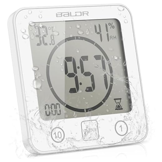 Shower Clock Waterproof Wall Clock Bathroom Clock Sunsbell Shower Cock Digital Temperature Humidity Display with Suction Cup, Touch Screen Timer for Kitchen Bathroom