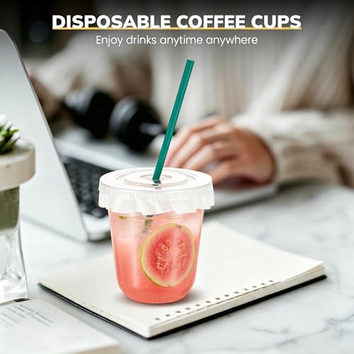 50 Sets Clear Plastic Cups with Lids, Straws, and Paper Cap Liners - image 5