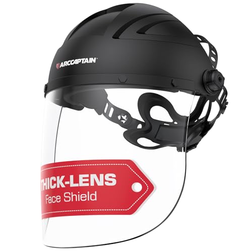 Image of ARCCAPTAIN Anti-Fog Face Shield, Impact Resistant Polycarbonate Full Face Mask with Adjustable Ratcheting Headgear, ANSI Z87.1 Certified for Grinding, Cutting, Industrial Use
