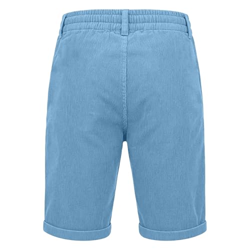Image of Mens Corduroy Shorts Casual Elastic Waist Button Summer Beach Shorts Lightweight Comfy Short for Men with Pockets