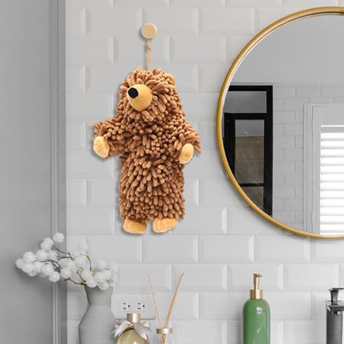Toalla afelpada para baño y cocina con diseño de oso en tejido de chenilla 4
