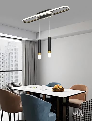 Suspension LED moderne 45W luminaire de plafond noir 80cm