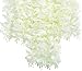 Pauwer Wisteria Hanging Flowers 24 Pack Fake Flower Garland Artificial Wisteria Vines Rattan Silk Flower String Wedding Party Wall Decorations,White