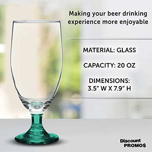 Discount Promos Large Water Goblet Glasses By Toscana, 20 Oz Set Of 10, Iced Tea Stemmed Footed Glass Glassware, Green #TOP3