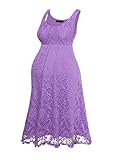 HARHAY Women's Maternity Knee Length Sleeveless Lace Tank Dress 606 Lavender S2