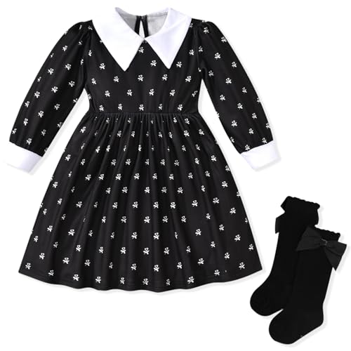 Unutiylo Baby Girls Halloween Dress Long Sleeve Black Party Dress 6M-4T