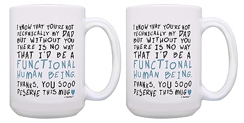ThisWear Adoptive Dad Gift For Men You're Not Technically My Dad 2 Pack 15oz Ceramic Coffee Mug Set
