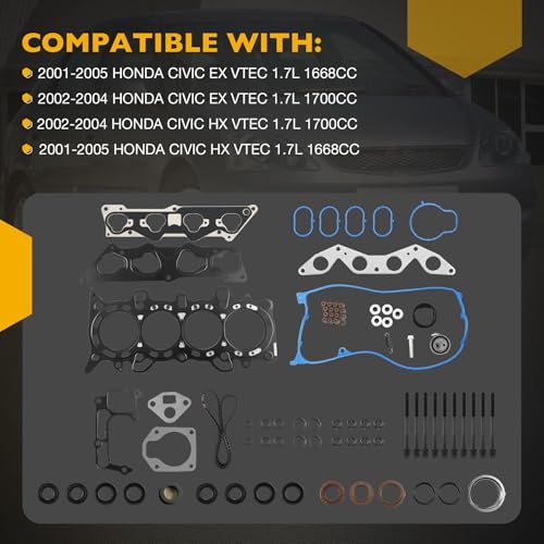 Image of 1.7 Engine Cylinder Head Gasket with Timing Belt, Compatible with 2001-2005 Honda Civic, Replaces# HS4034 HB4034 CSS312