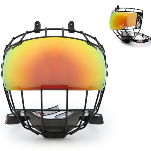 Protection faciale combo de hockey junior rouge anti-buée pour casque de glace