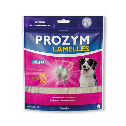 Prozym 15 lamelle per cani – Cura dentale da masticare – N. 1 presso i veterinari – Alito fresco – Anti-tartaro, anti-placca – Gengive sane (M)