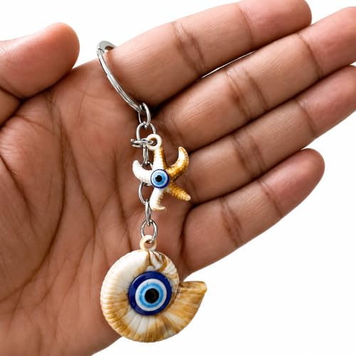 Image of GJ Premium Turkish Evil Eye Keychain for Car, Bike & Home | Nazar Protection Keychain, Good Luck Charm | Spiritual Metal Key chain for Men & Women