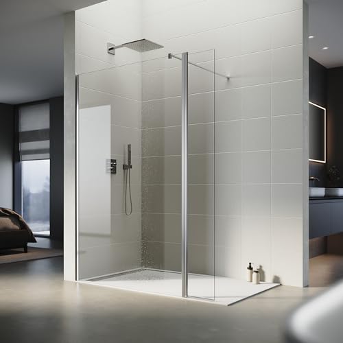 SONNI Duschwand 110x200 cm Walk in Dusche mit 30cm Seitenteil Duschtrennwand 8mm Easy-clean Nano Glas Duschabtrennung
