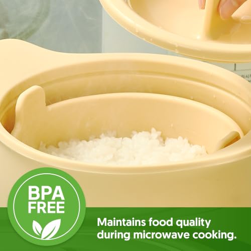 100% Platinum Silicone Low Carb Rice Cooker, 2-3 Cups Uncooked Rice, Microwave Rice Cooker, Self-Basting Lid for Everyday Meals, Cream White by Firgi - Used condition - Image 7
