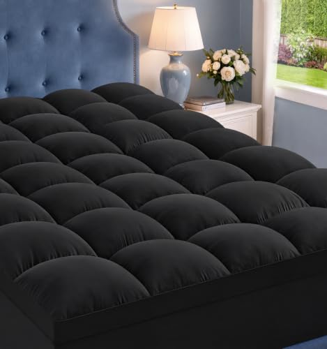 ELEMUSE Queen Black Thick Pillow Mattress Topper $32.91 AC - image 1