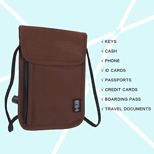 Image of PATIKIL Neck Wallet, Passport Holder Neck Pouch RFID Blocking Waterproof Neck Travel Wallet for Women & Men, Brown