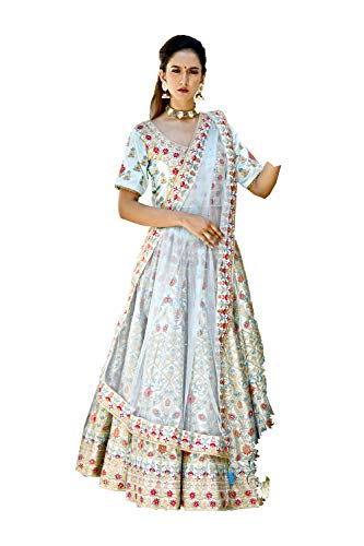 Indian Women Designer Partywear Ethnic Traditional Arctic Blue Lehenga Choli.