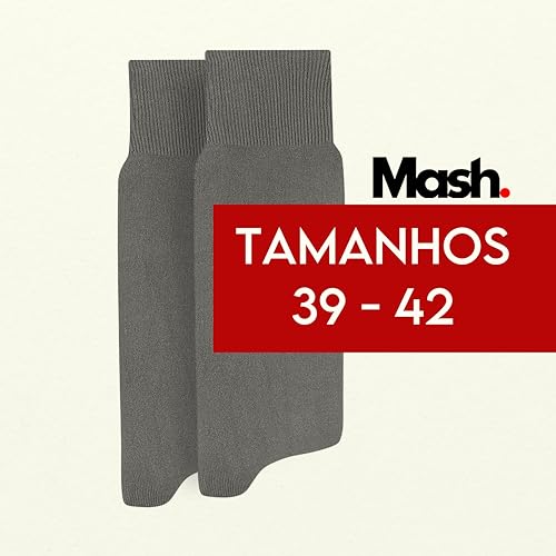Kit 6 Pares Meia Social Mash Lisa Fina 100% Poliamida Cano Longo Classica | 6 Cinzas | 39-42